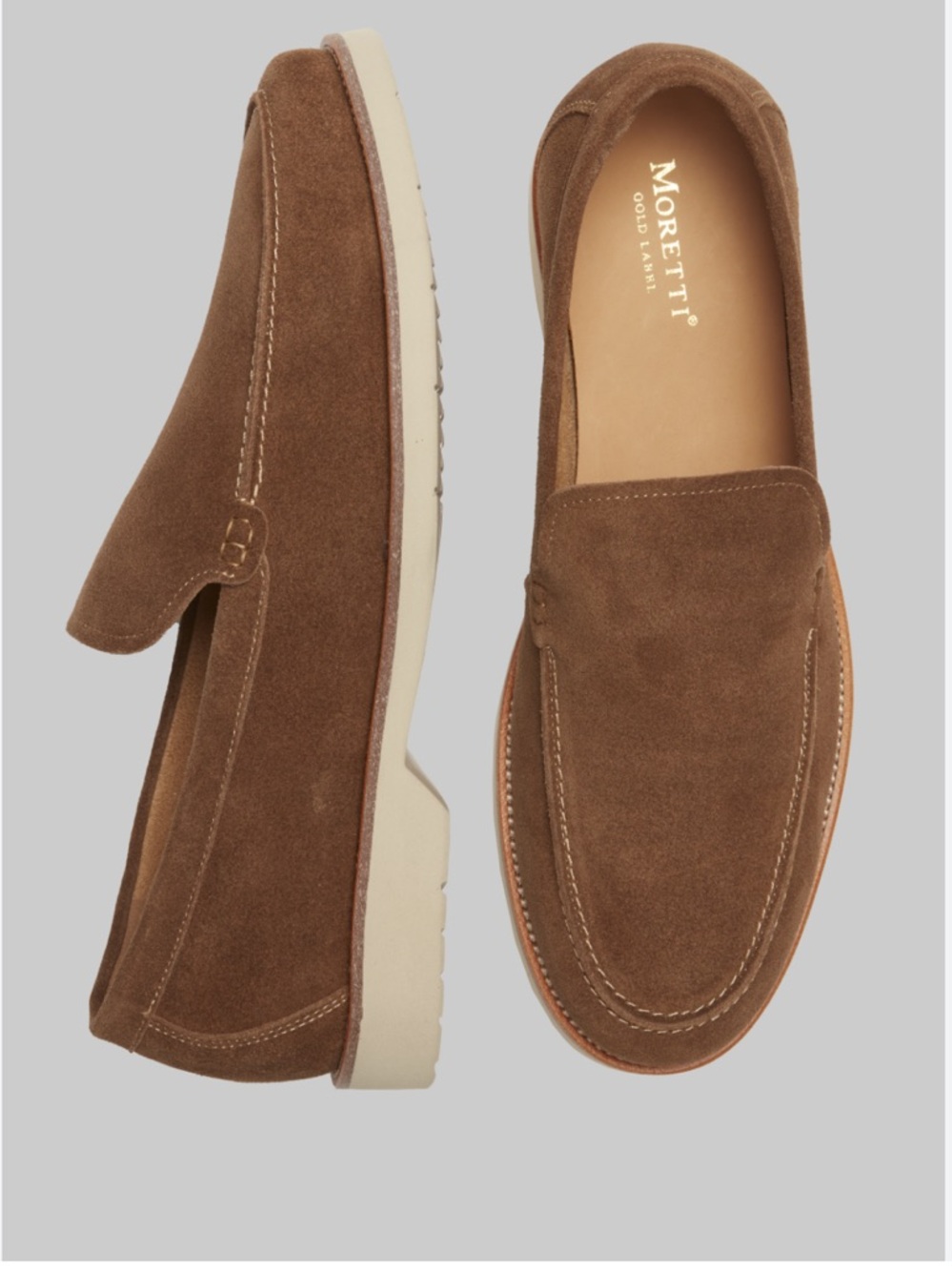 Moretti Gold Label Pulaski Suede Loafers - Brown Sz 10.5